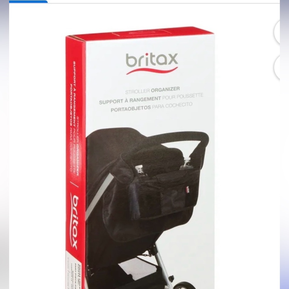 Bundle of Britax Stroller Organizer and an OXO Stroller Hook.